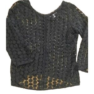 Boden Womens Black Lace Floral Three Quarter Sleeve See Through Feminine Top 6